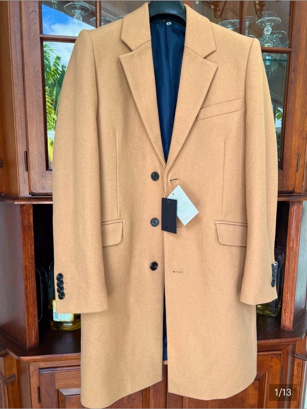 Camel Wool-Blend Pea Coat